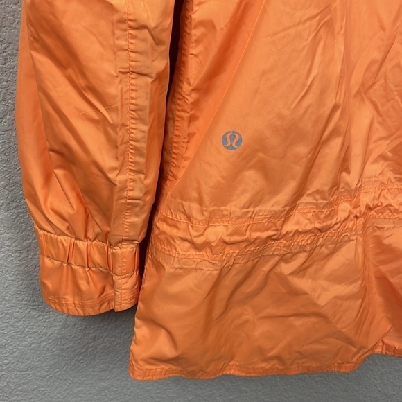 Lululemon Make It Rain Orange Jacket Rain Coat Running Windbreaker Hood Sz 6 - Picture 9 of 16